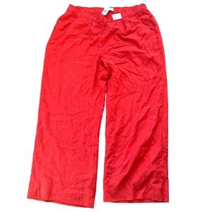 Abercrombie Fitch Wide Leg Linen Blend Pants Red XXL Ultra High Rise NWT